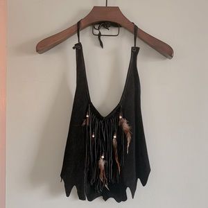Handmade Suede Halter Top